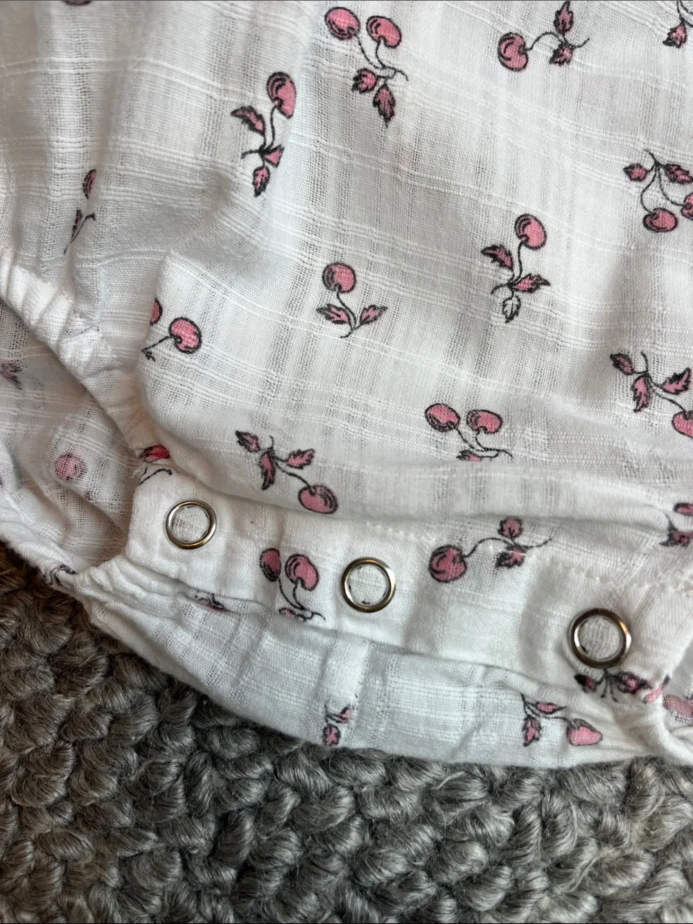 Bonpoint Baby Girls' White Cherry Print Cotton Romper